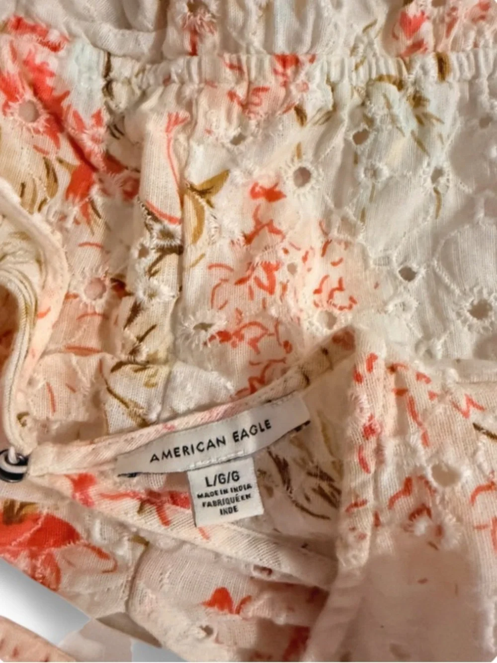 American Eagle Floral Tie-Front Top & Skirt Set, soft warm tones, size L - Picture 3 of 10